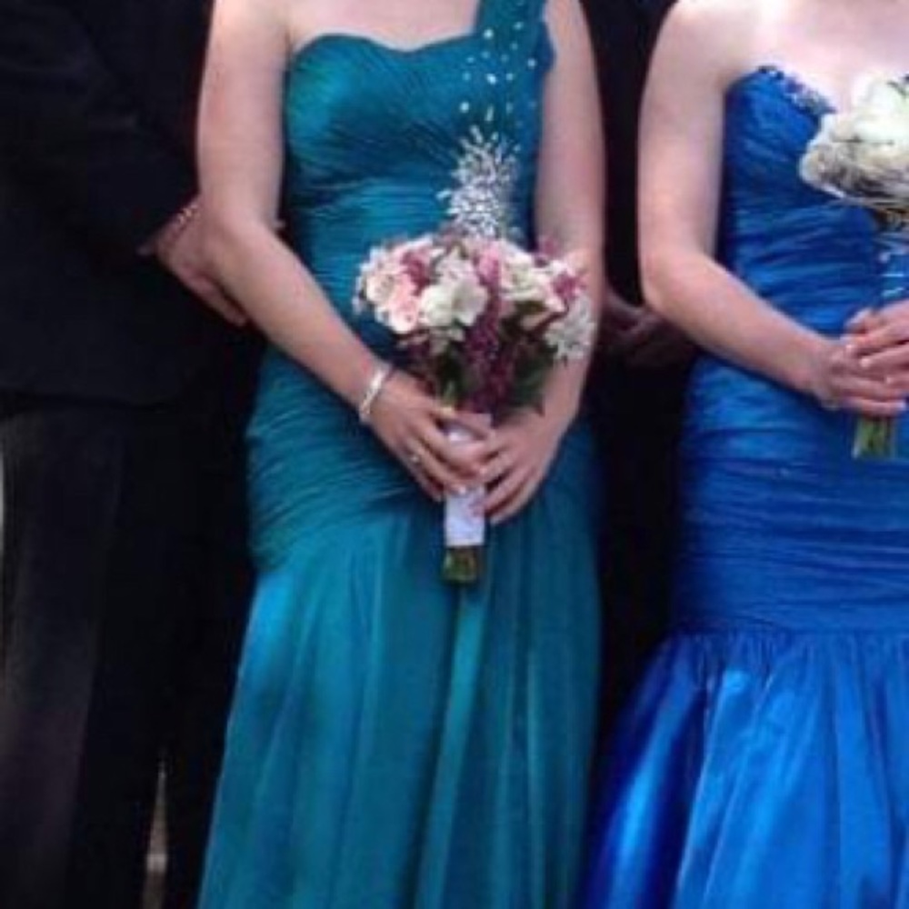 Iridescent green mermaid style prom dress